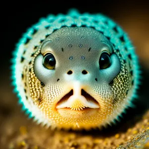 Mystical Fish-Faced Chameleon Surrounded by Eels