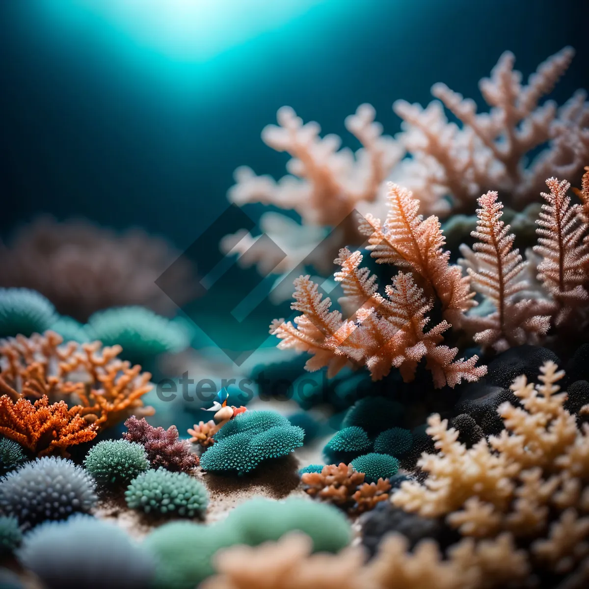 Picture of Colorful Sea Urchin Among Coral in Tropical Waters