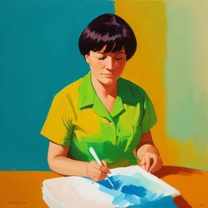 Happy adult student sitting at desk with laptop smiling.