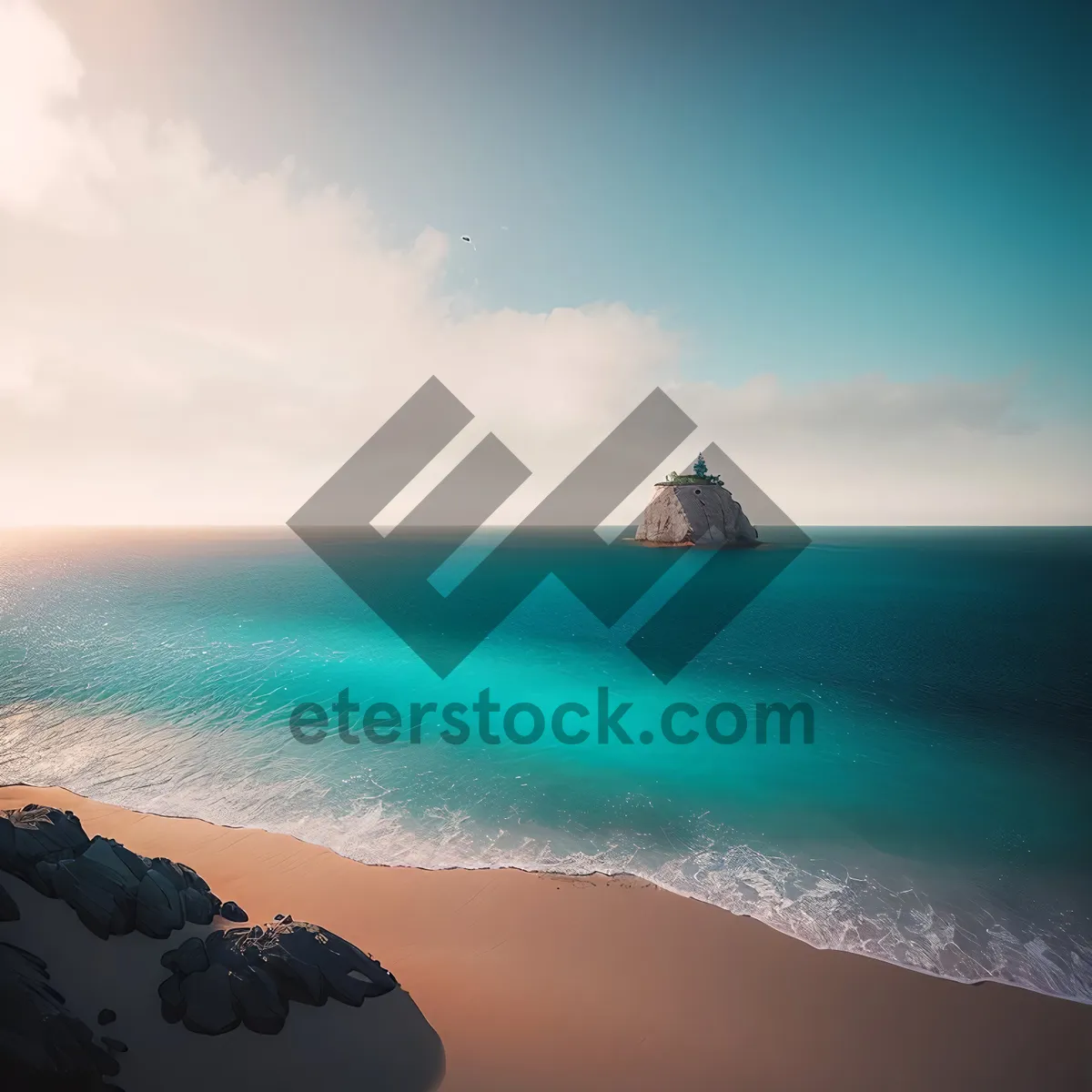 Picture of Relaxing tropical beach paradise with clear turquoise water