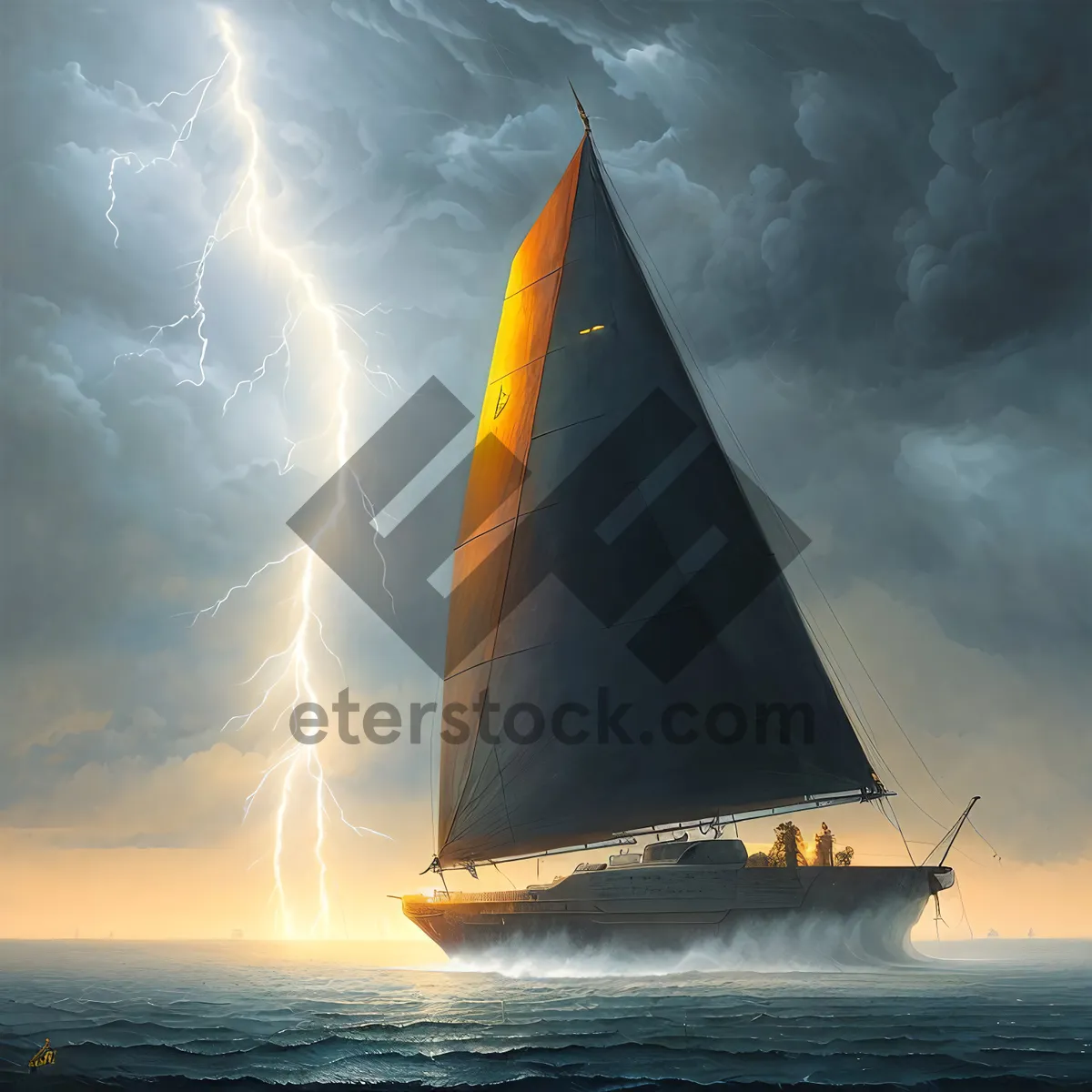 Picture of Coastal Yacht Sailing at Sunset