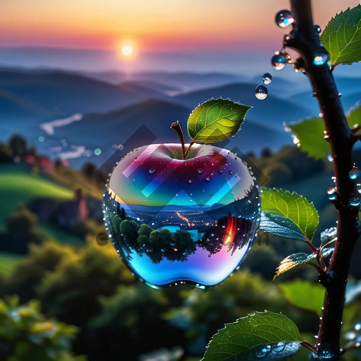 Picture of Colorful Sweet Berry Fruit Salad with Fresh Apples