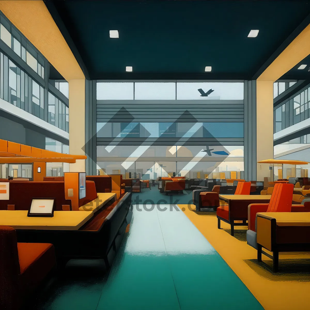 Picture of Modern Library Interior with Stylish Furniture