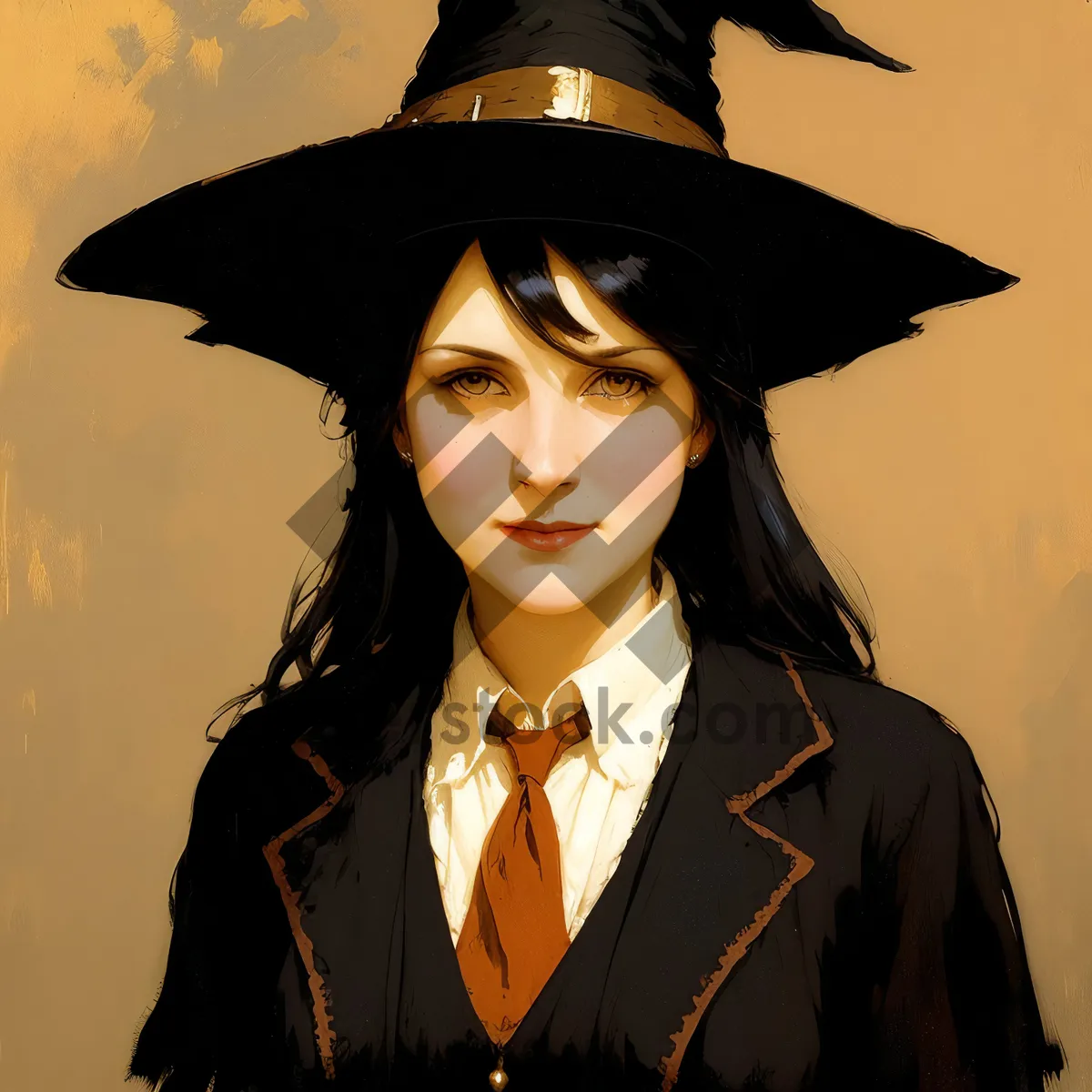 Picture of Smiling lady in a fashionable black hat