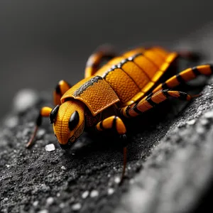 Close-up of a Black Earwig Beetle on Leaf