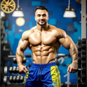 Muscular man posing in studio portrait.