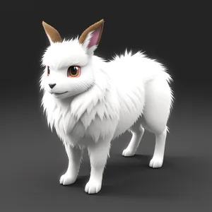 Fluffy Bunny: Cute White Pet with Adorable Ears