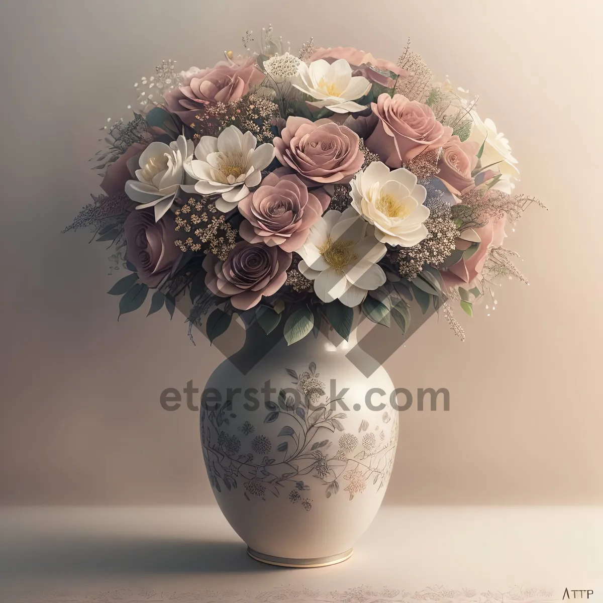 Picture of Festive Winter Vase with Decorative Ornaments