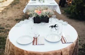 Luxurious dinner table setting with elegant glassware