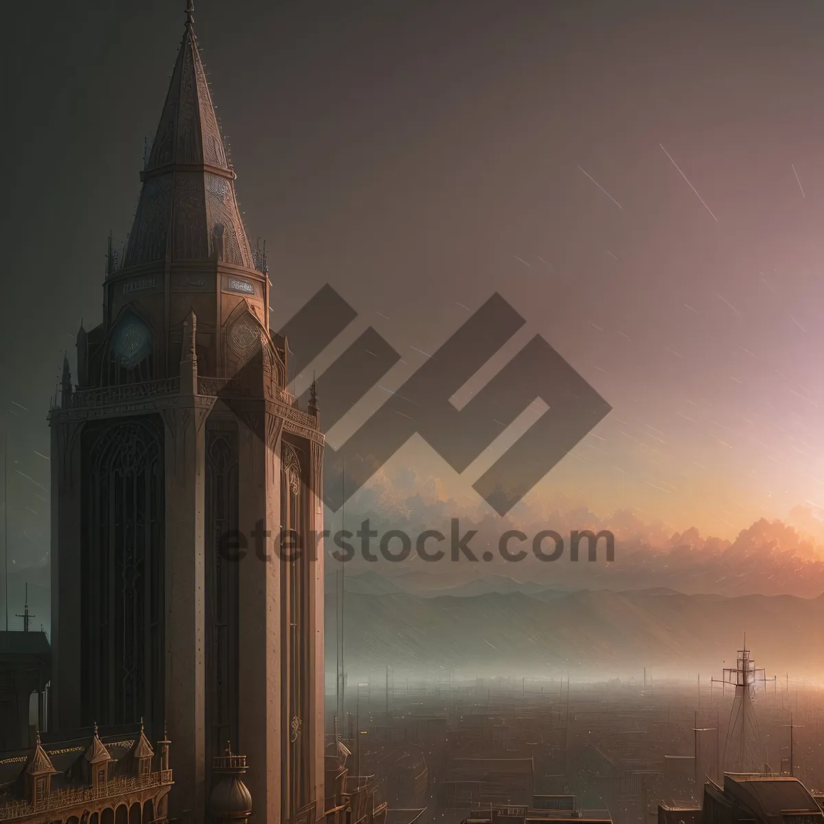 Picture of Enchanting Night View of Iconic Clock Tower in Historic English Town