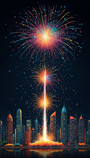 Colorful Fourth of July Firework Display