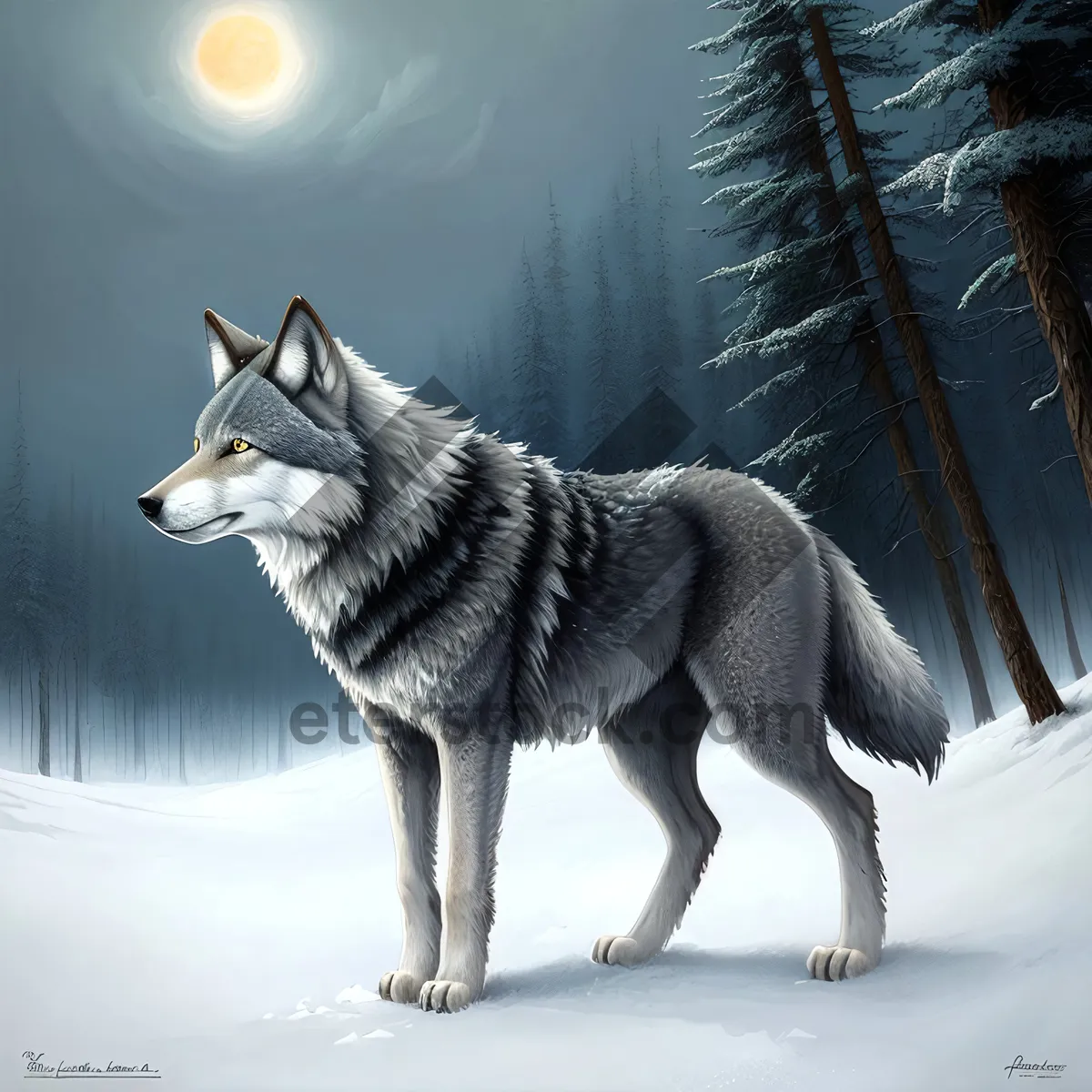 Picture of Majestic Snow White Timber Wolf with Captivating Eyes