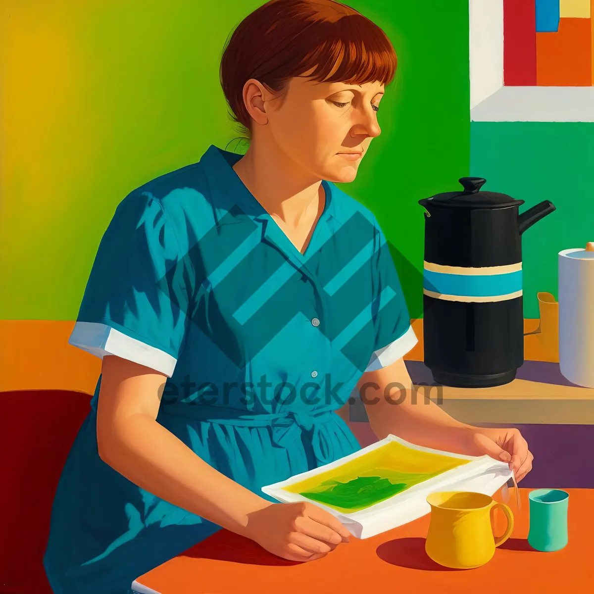 Picture of Professional Businesswoman Working on Laptop in Office Smiling