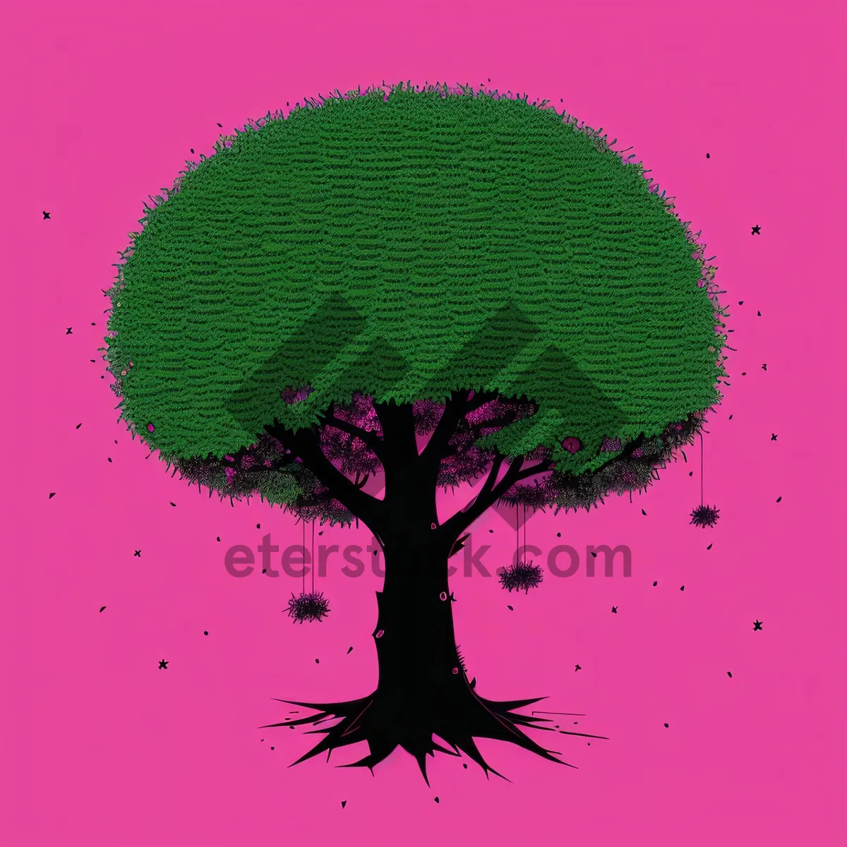 Picture of Nature-inspired Graphic Tree Design with Floral Leaf Elements