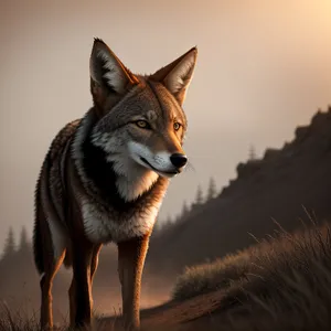 Cute Coyote Canine with Intense Gaze