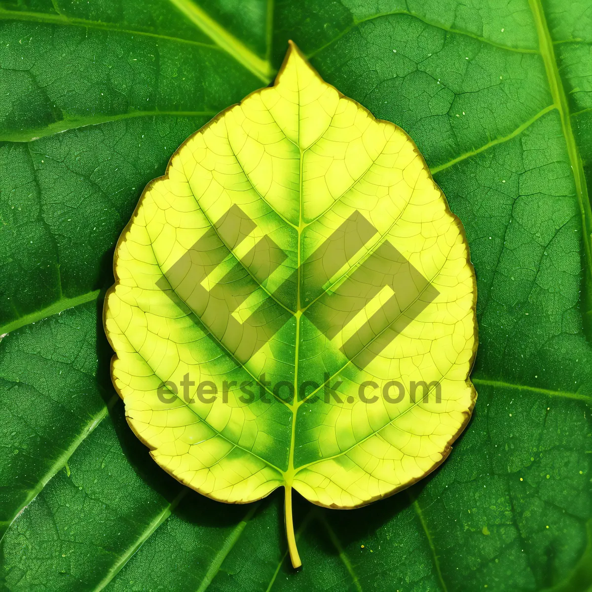 Picture of Bright Autumn Tree Leaf Closeup with Organic Texture