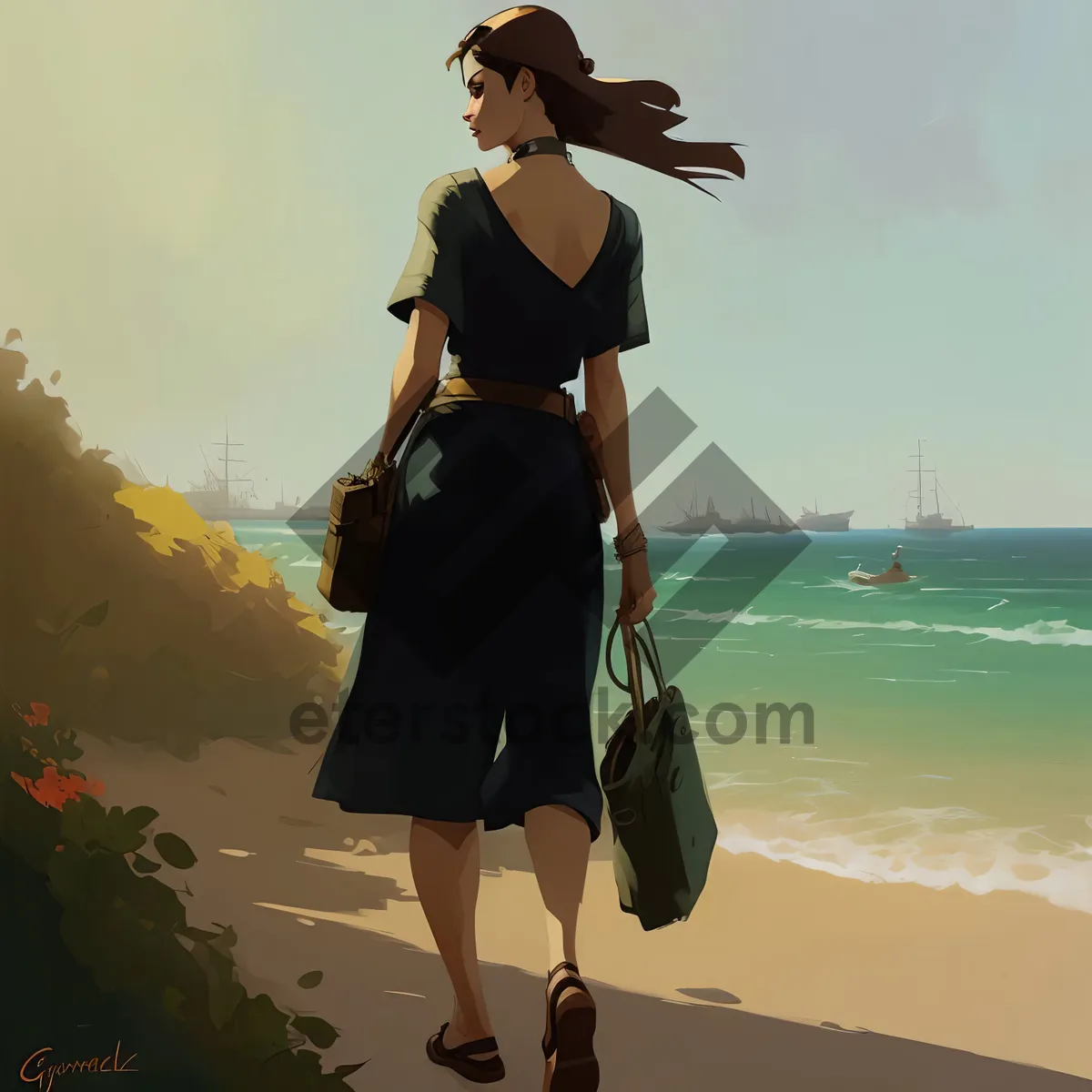 Picture of Summer Bliss: Beach Babe in Stylish Dress