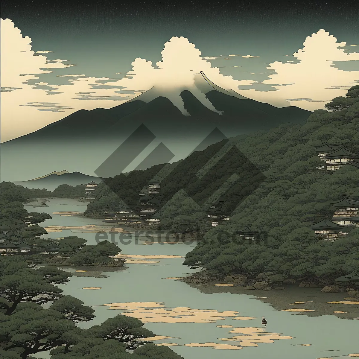 Picture of Majestic Volcanic Mountain Reflections on Lakeside
