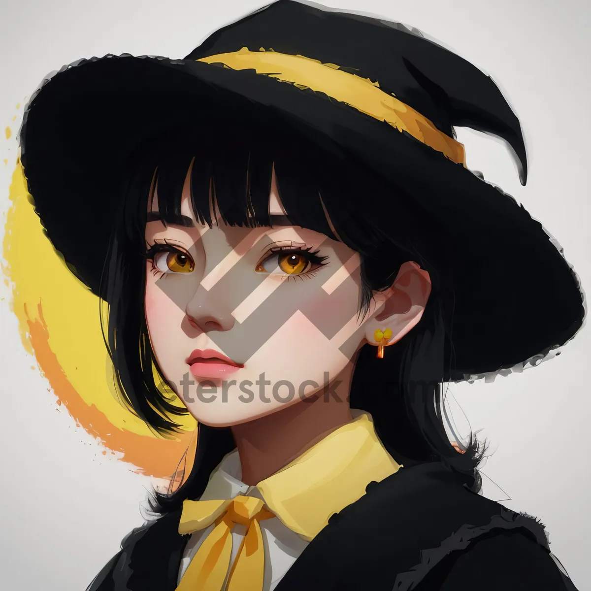 Picture of Fashion Model Portrait with Black Hat Smiling