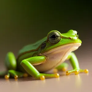 Bulging Eyed Tree Frog in Close-Up Gaze