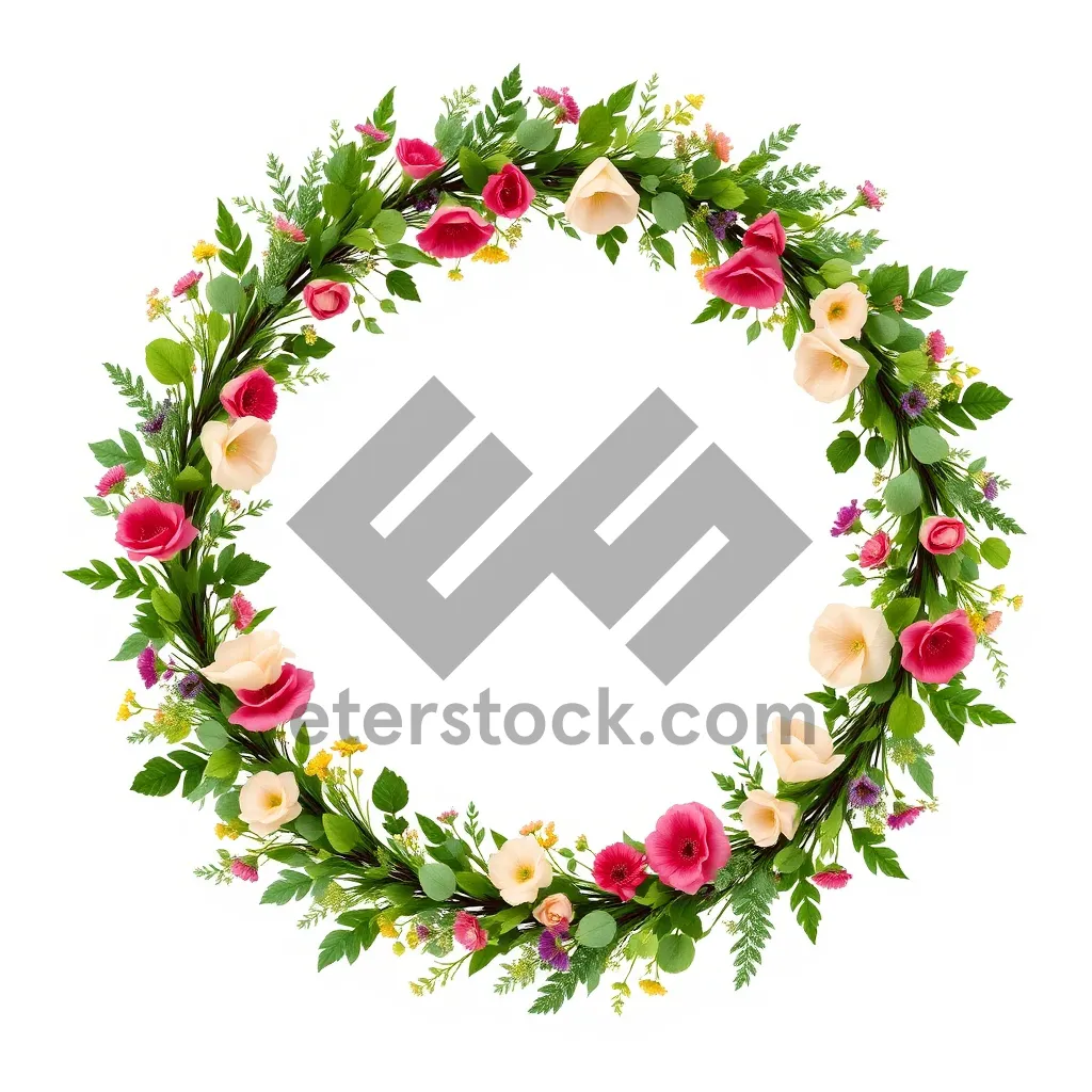 Picture of Floral design element with ornate swirls and leaves.