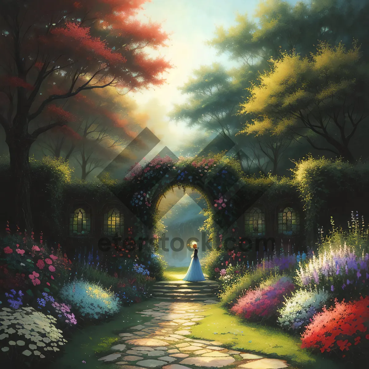 Picture of Night Firework Celebration Tunnel Explosion Star Glow Structure