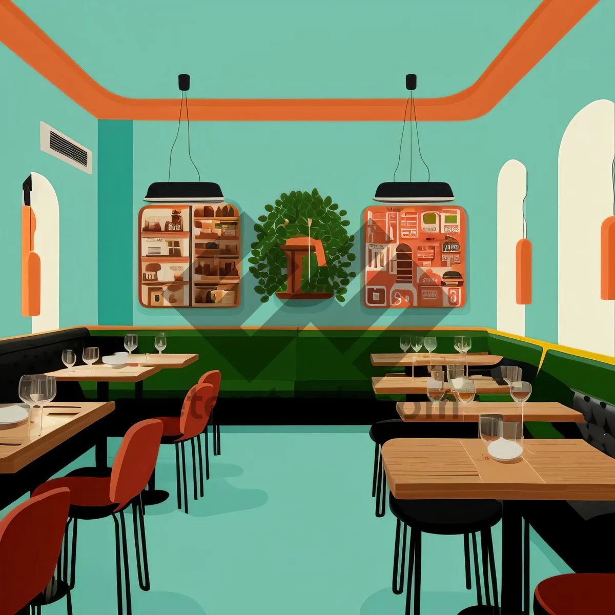 Picture of Modern interior design of a luxurious restaurant building