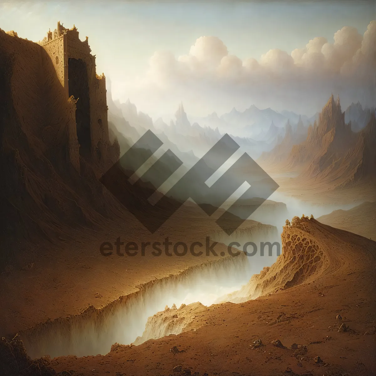 Picture of Dramatic Desert Landscape under a Vibrant Sky