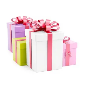 3D holiday gift box with bow and ribbon