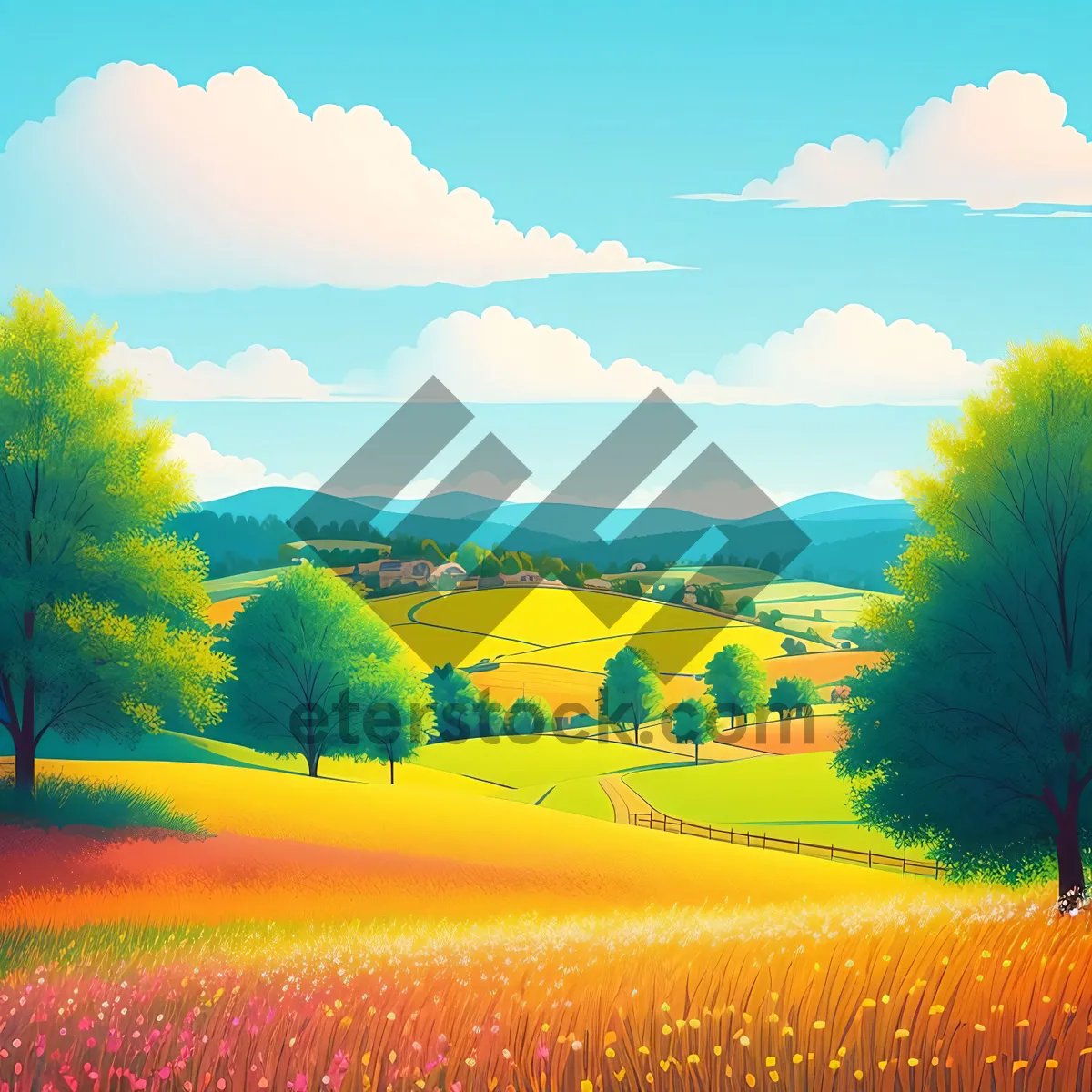 Picture of Golden Fields beneath a Sunny Sky