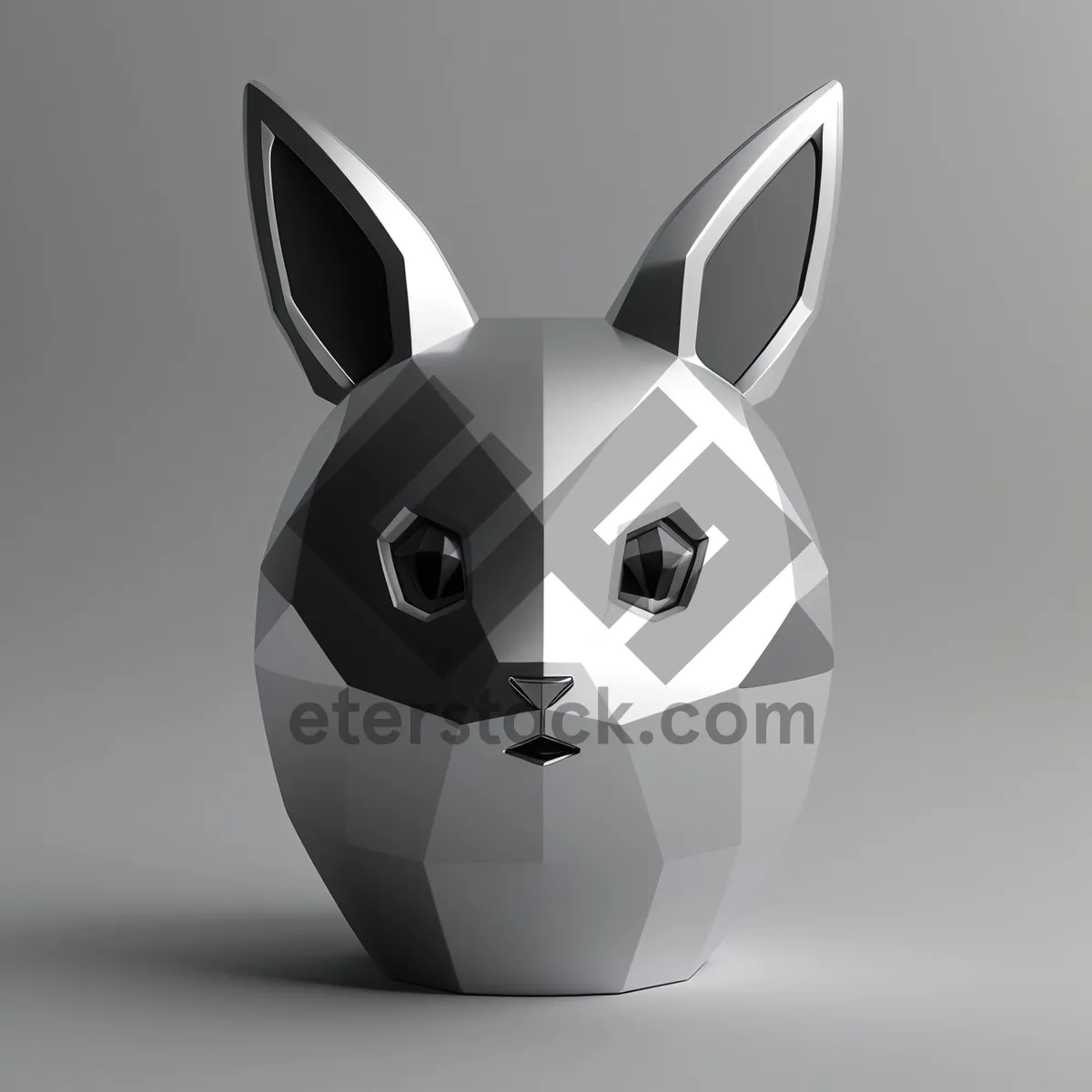 Picture of Cute Bunny Cartoon Icon with Happy Expression