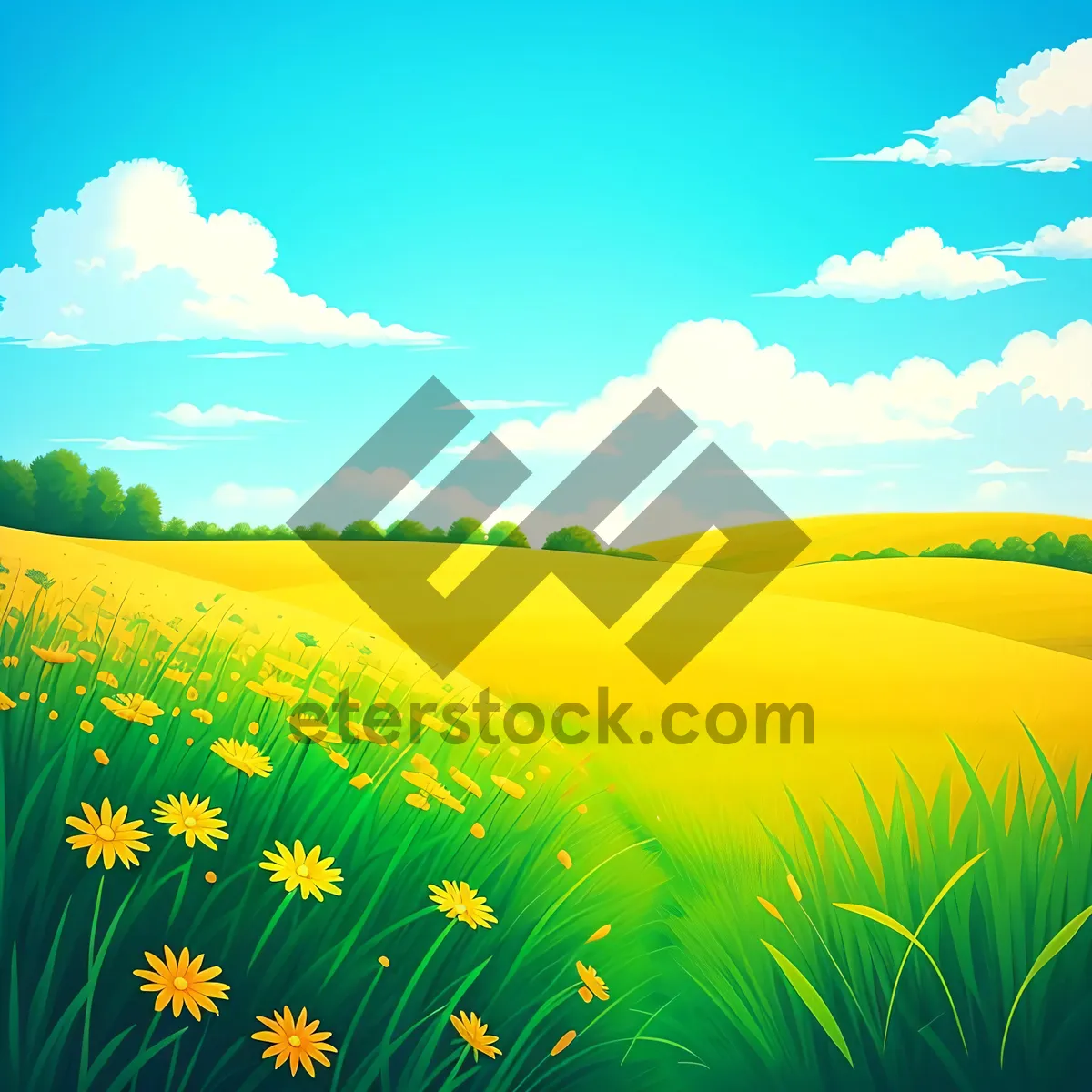 Picture of Idyllic Spring Meadows Under Sunlit Sky