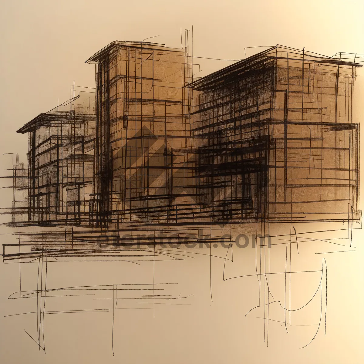 Picture of Modern Business Tower Design - Urban Architectural Sketch