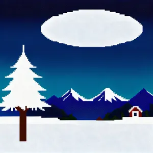 Winter Wonderland: Serene Sky and Snowy Landscape