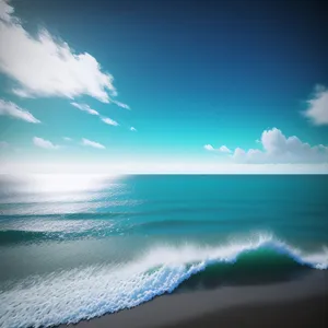 Serene Seascape: Sun-kissed Beach and Clear Blue Waves