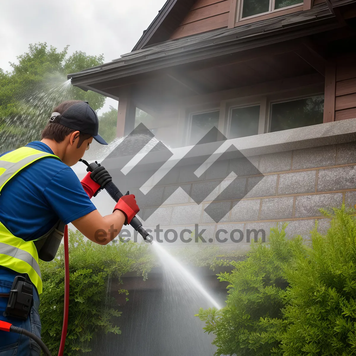 Picture of Active Golfer Trimming Hedges Outdoors