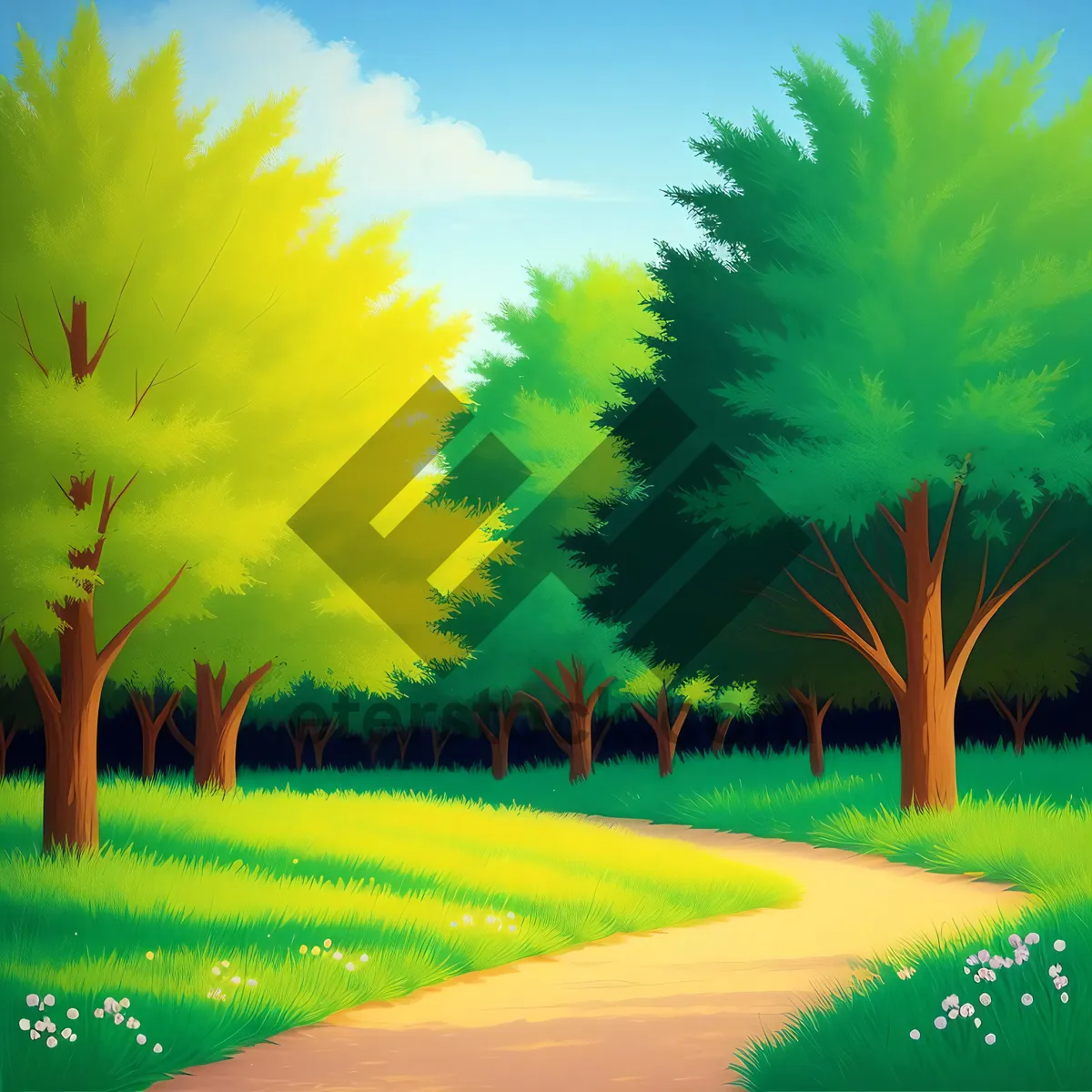 Picture of Vibrant Summer Meadow under Clear Skies