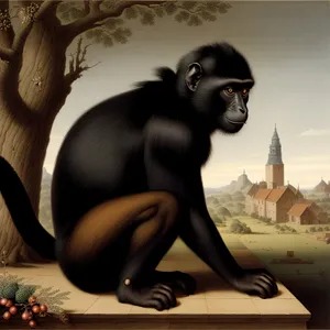 Wild Primate Statue: Majestic Gibbon in Action