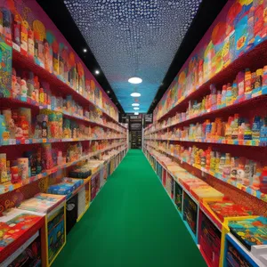 Busy Supermarket in a Vibrant Marketplace