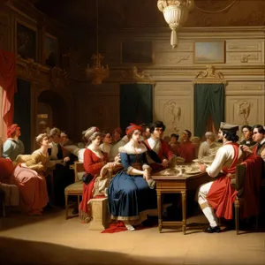 Businessman and Students at Table