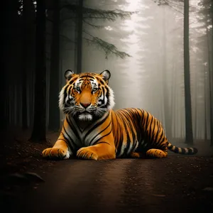 Powerful Striped Predator Roaming the Jungle