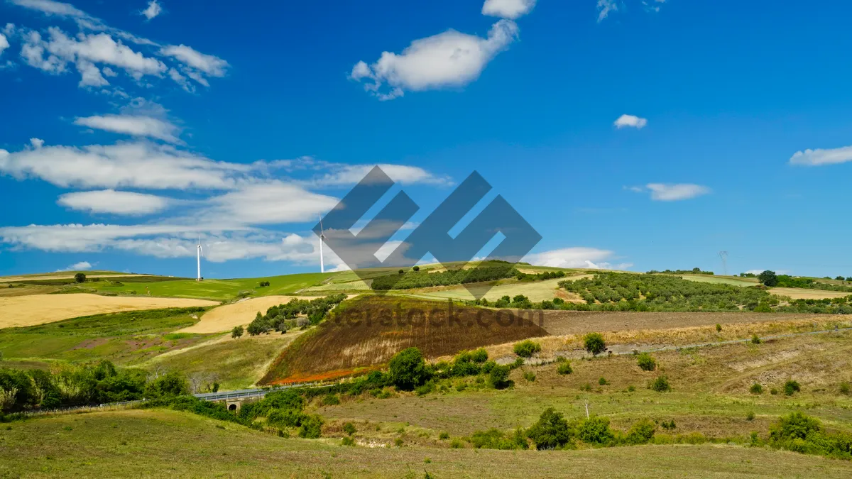 Picture of Mountains and Clouds Over Rural Landscape