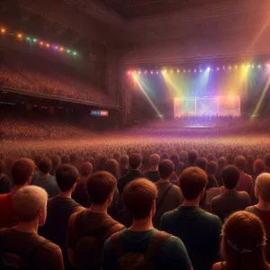 Nighttime Concert Crowd in Vibrant Theater Setting