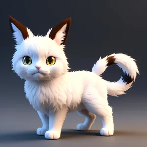 Cute Fluffy Kitten Sitting with Curious Eyes