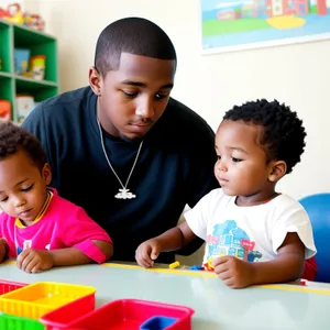 Happy kids learning together in classroom