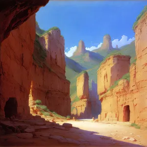 Orange Sky Over Scenic Desert Canyon