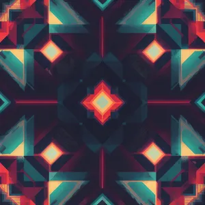 Colorful Geometric Mosaic Pattern with Bright Lights