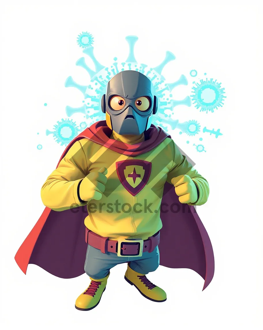 Picture of Superhero Boy in Cape Cartoon Clip Art