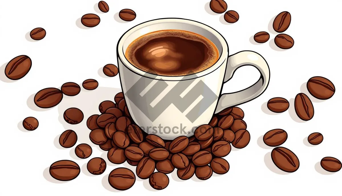 Picture of Delicious Morning Coffee Cup with Espresso Beans