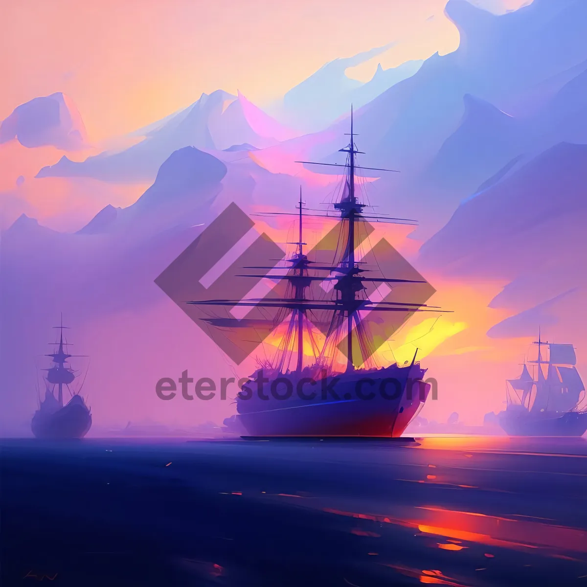 Picture of Electro-Pirate Vessel Towers over Industrial Skyline